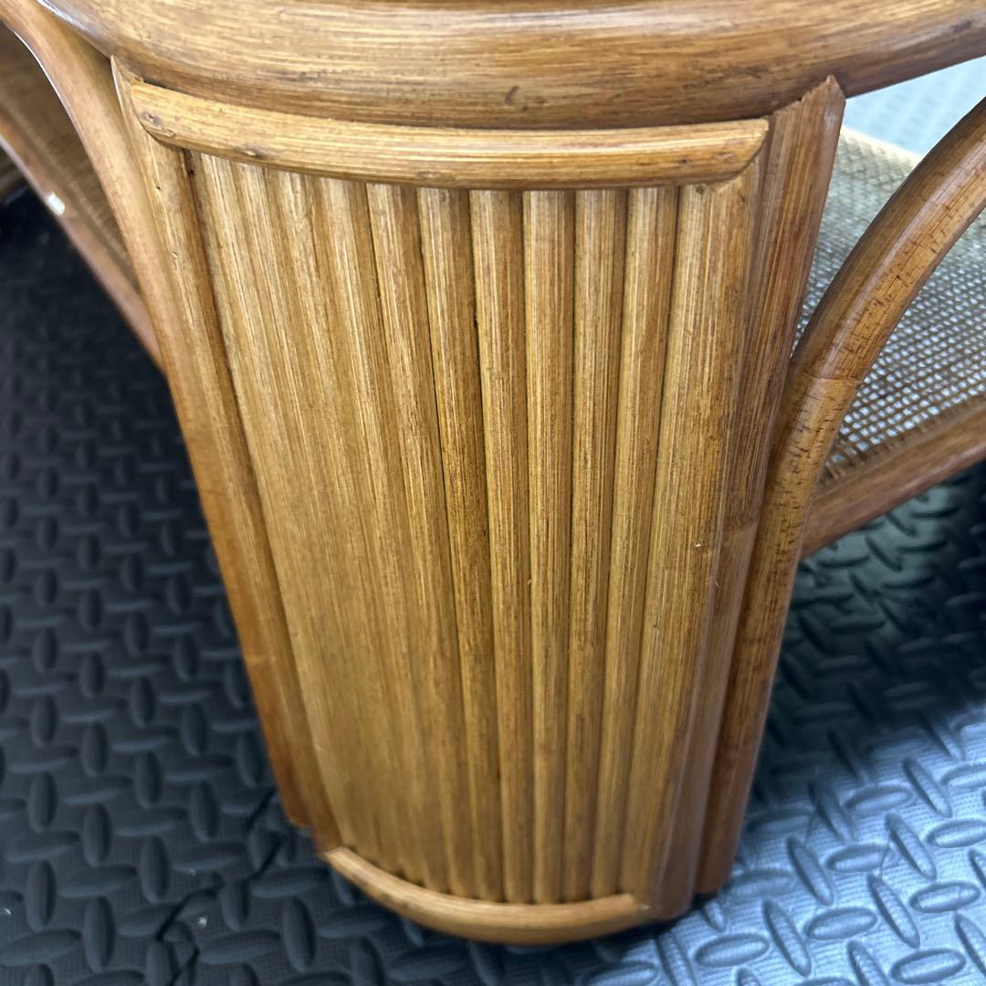 【良品】昭和レトロ ラタン ガラス天板 センターテーブル ローテーブル