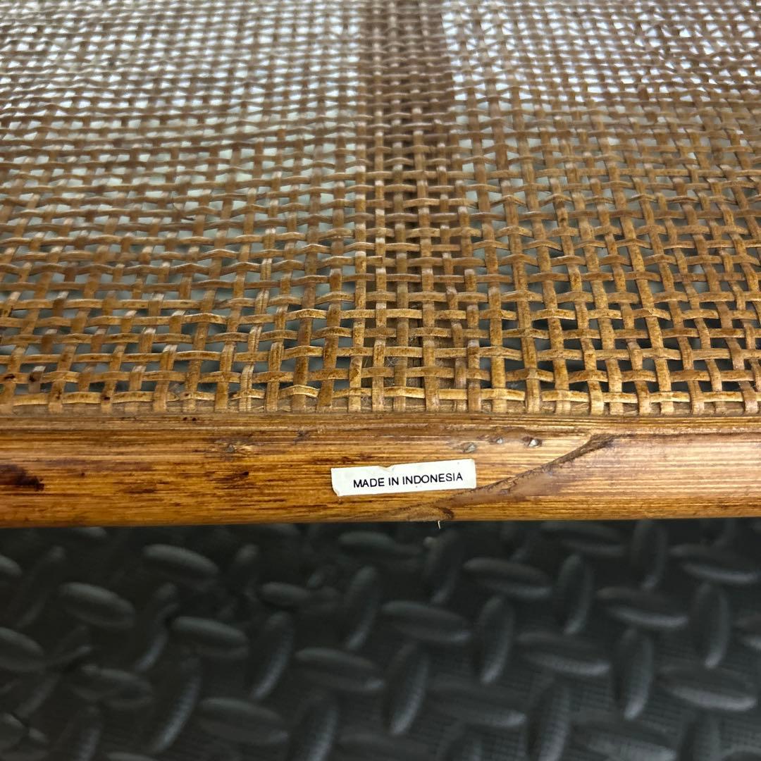 【良品】昭和レトロ ラタン ガラス天板 センターテーブル ローテーブル