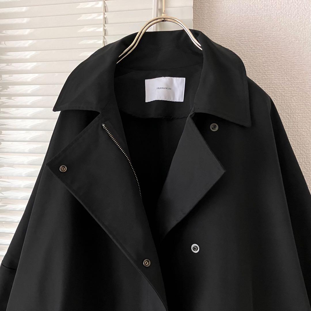 【2024SS】FRAMeWORK 撥水ポンチョトレンチコート 38 黒