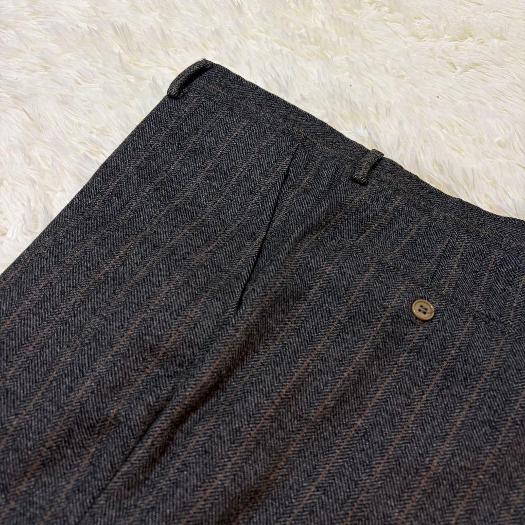 【美品】ゼニア セットアップ カシミヤ混 ヘリンボーン チャコール ストライプ