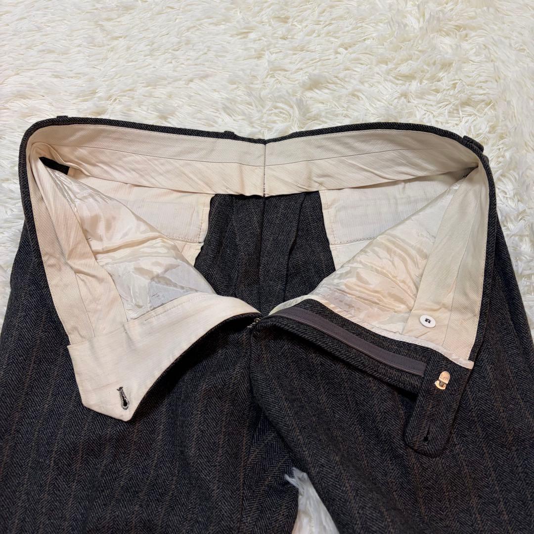 【美品】ゼニア セットアップ カシミヤ混 ヘリンボーン チャコール ストライプ