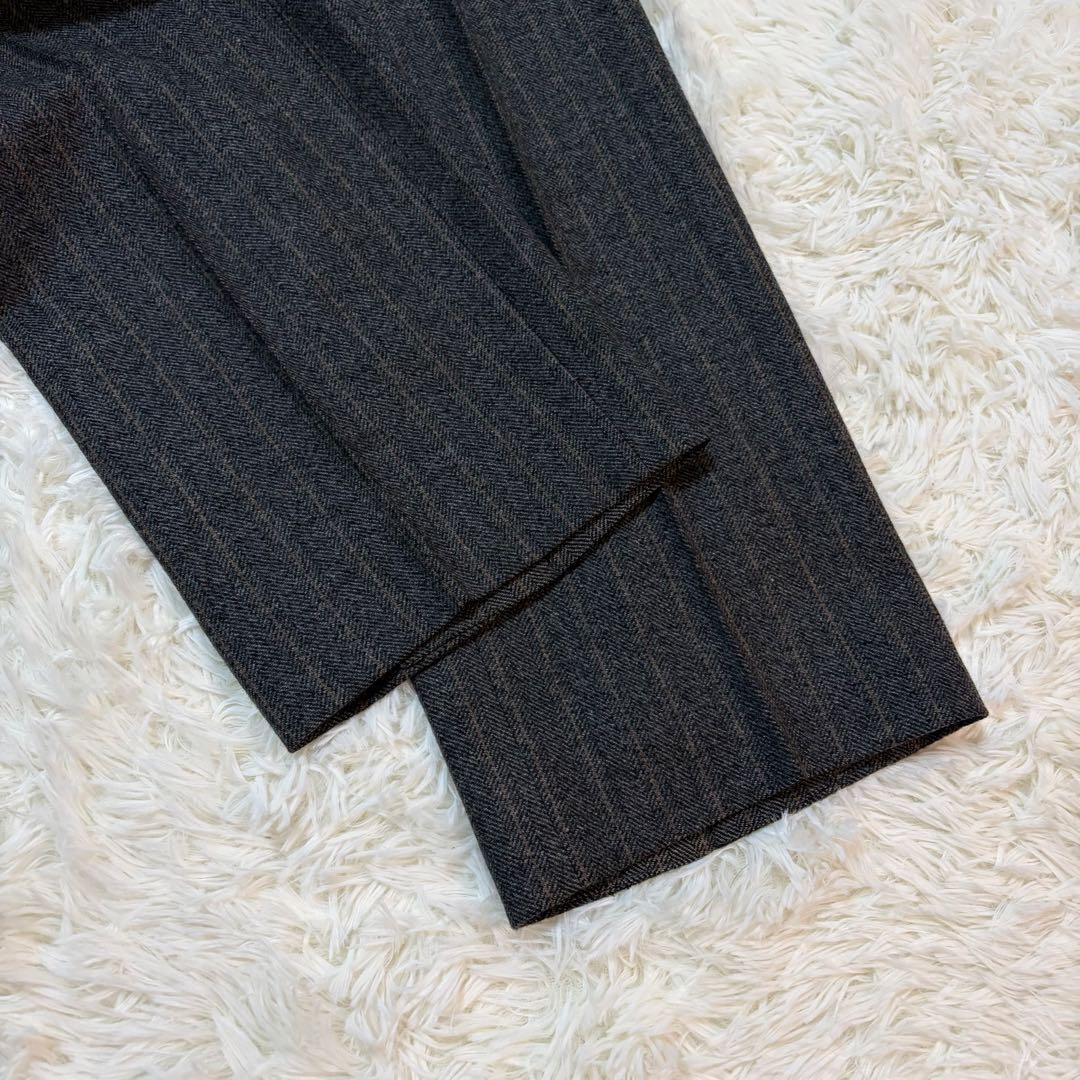 【美品】ゼニア セットアップ カシミヤ混 ヘリンボーン チャコール ストライプ