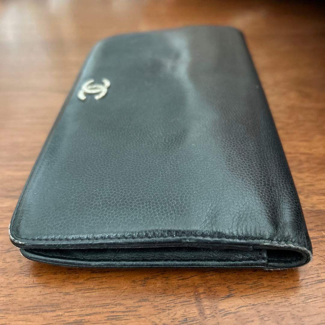 CHANELシャネル長財布/黒/箱ギャランティカード付