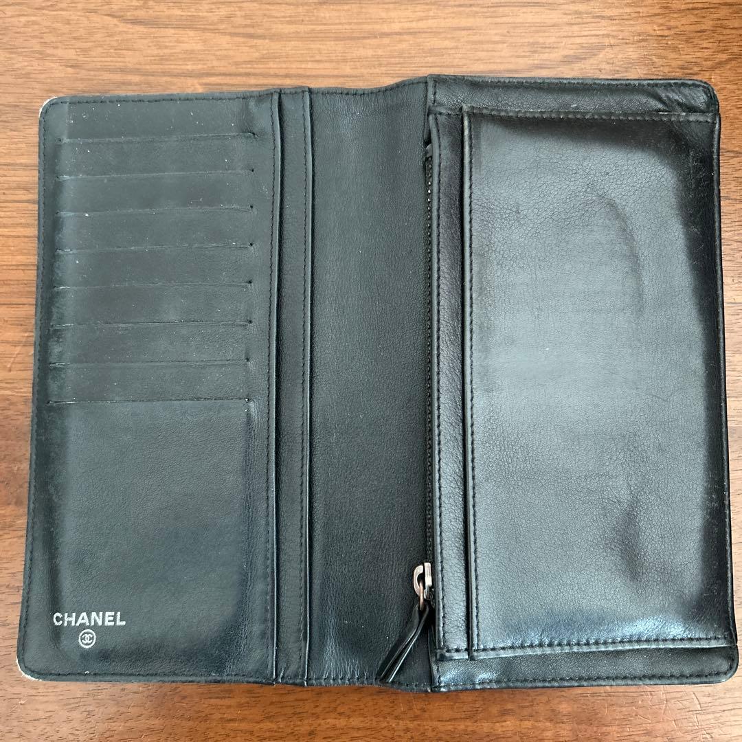 CHANELシャネル長財布/黒/箱ギャランティカード付