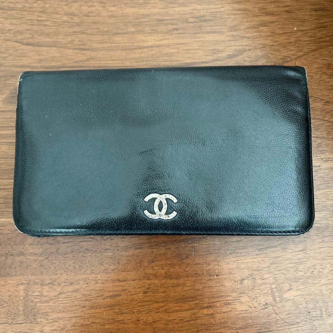 CHANELシャネル長財布/黒/箱ギャランティカード付