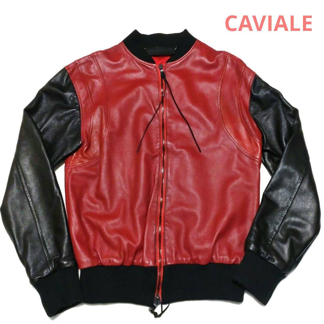 CAVIALE　レザー　ブルゾン　ジャケット　赤