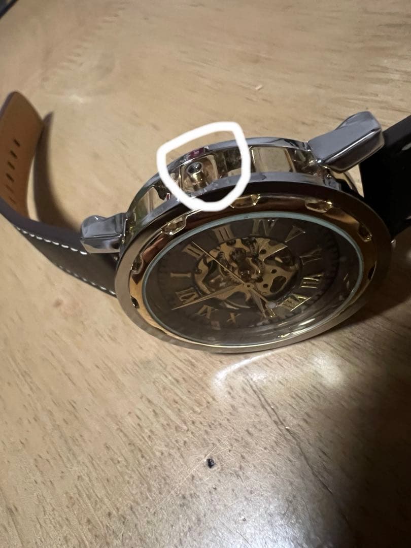 モルフォ蝶のクォーツ手巻き腕時計 世界に1つだけ。ベルト(ダークブラウン)金具金