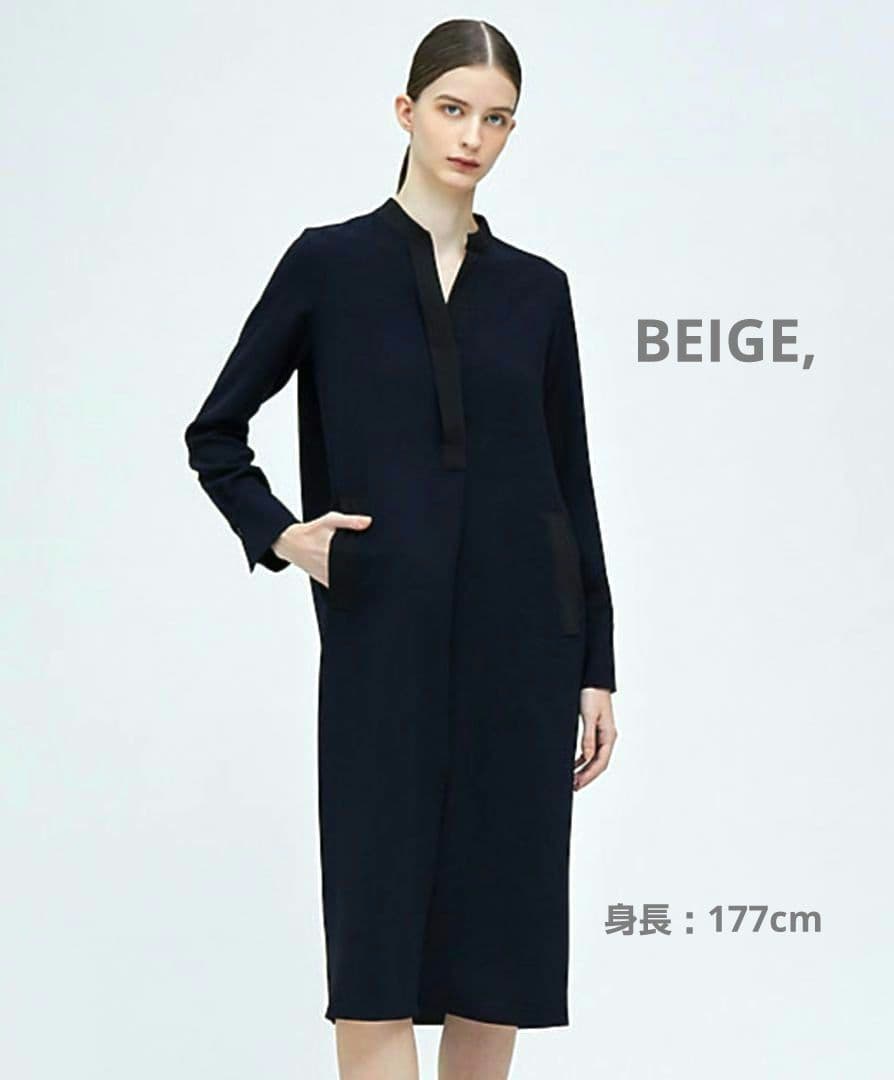 定価4.4万 ☆美品《BEIGE》24SS スキッパードレス ネイビー×ブラック