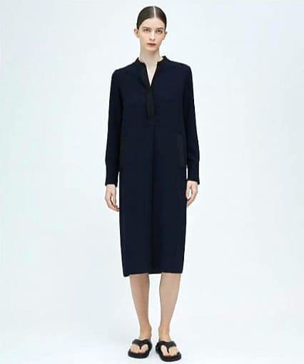 定価4.4万 ☆美品《BEIGE》24SS スキッパードレス ネイビー×ブラック