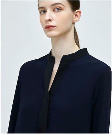 定価4.4万 ☆美品《BEIGE》24SS スキッパードレス ネイビー×ブラック