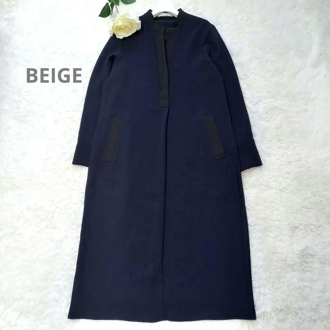 定価4.4万 ☆美品《BEIGE》24SS スキッパードレス ネイビー×ブラック