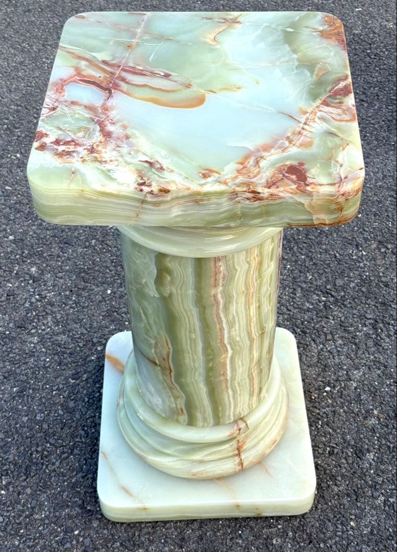 ③高73cm♪ 天然石 大理石 グリーンオニキス 飾り台 オブジェ