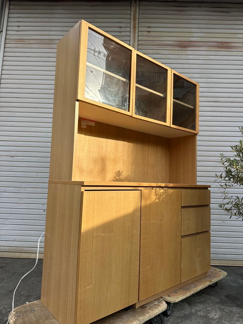 【無印良品】木製カップボード・幅１２０ｃｍ・オーク材【送料込】