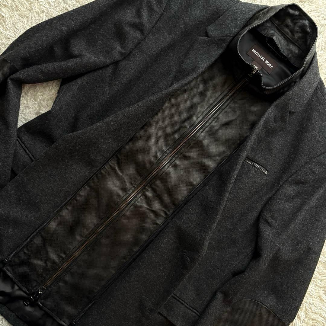 ★希少 2XL★ MICHAEL KORS ジャケット 羊革 レイヤード 灰色