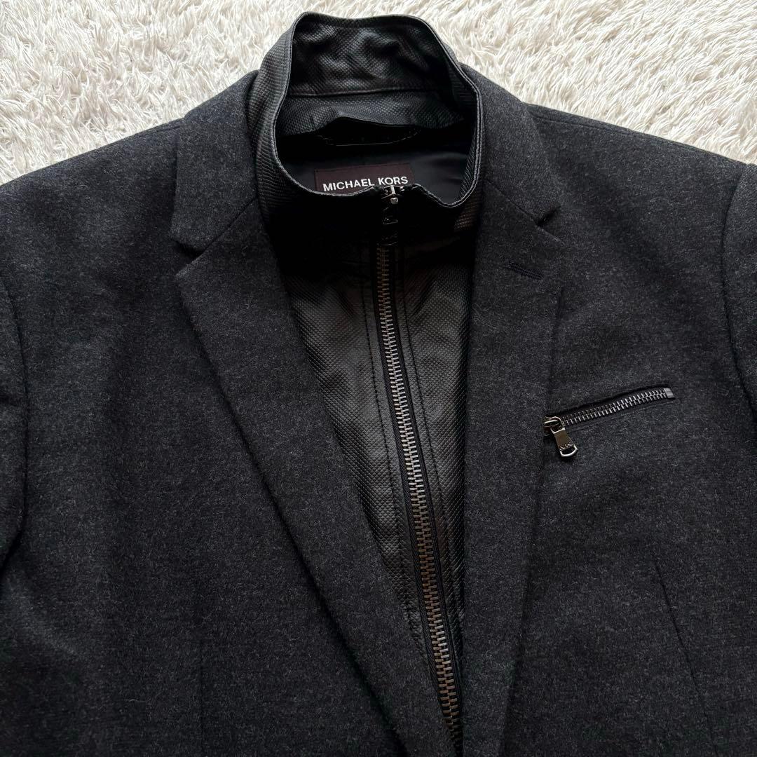★希少 2XL★ MICHAEL KORS ジャケット 羊革 レイヤード 灰色