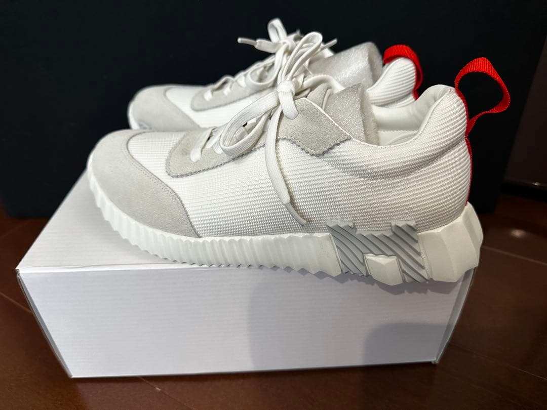 H風ホワイト／オレンジスニーカー　25㎝　Mal.rerere 【新品・未使用】