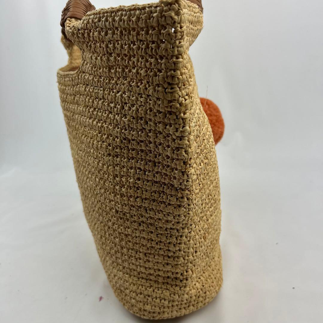 【美品】 ヘレンカミンスキー ラフィア カゴバッグ チャーム　トートバッグ　金具