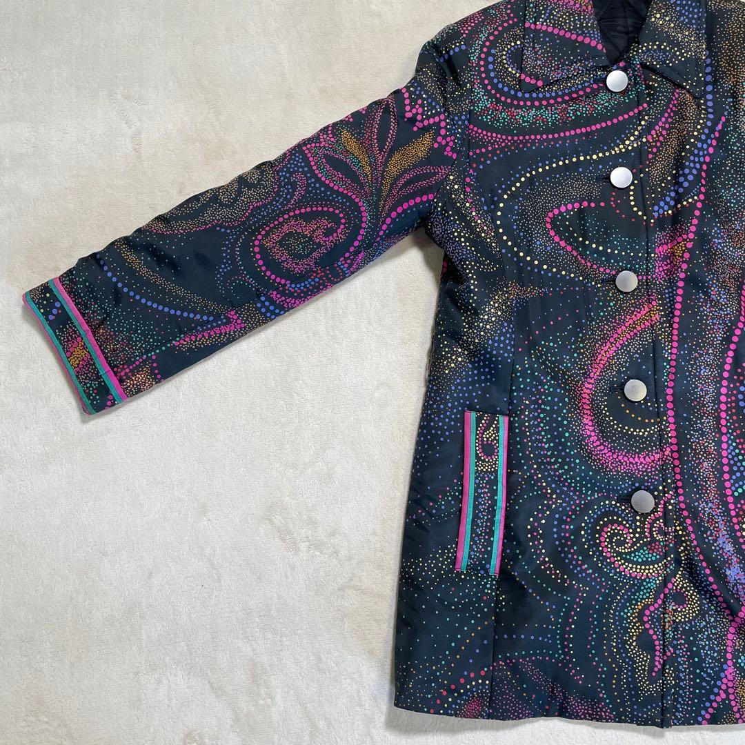 【美品】レオナール ✨中綿ロングコート 高級シルク素材 ペイズリー　総柄　M
