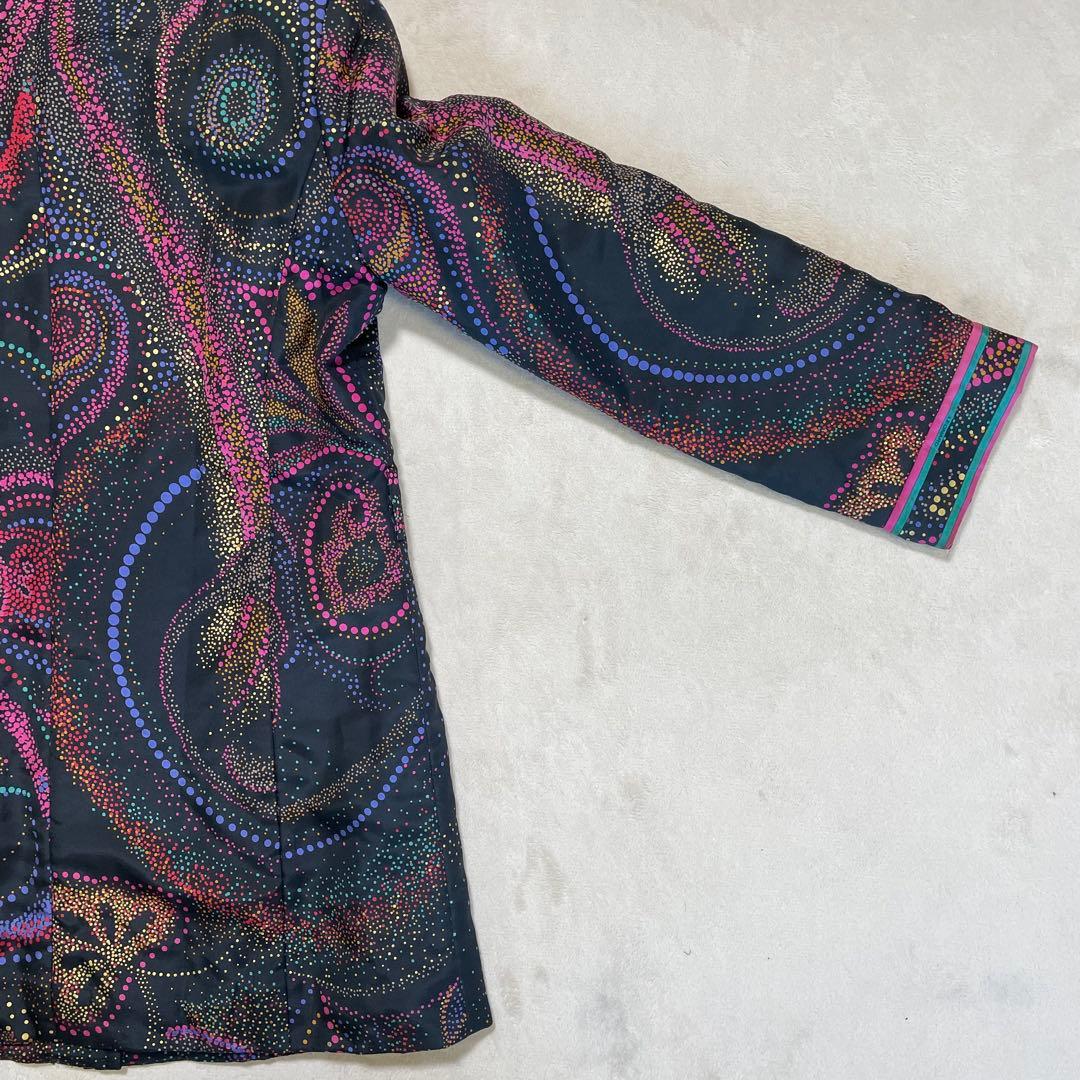 【美品】レオナール ✨中綿ロングコート 高級シルク素材 ペイズリー　総柄　M