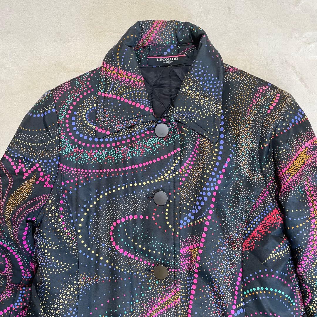 【美品】レオナール ✨中綿ロングコート 高級シルク素材 ペイズリー　総柄　M
