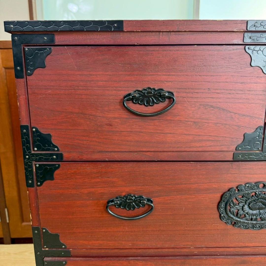 『破格早い者勝ち』民芸家具 欅材 整理箪笥 時代箪笥 3段チェスト 鉄金具 ①