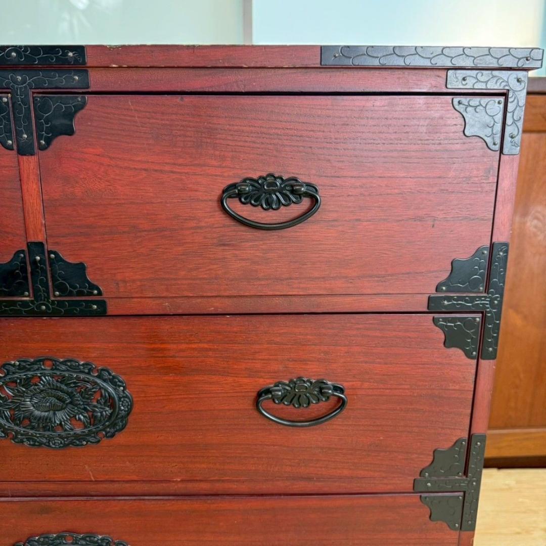 『破格早い者勝ち』民芸家具 欅材 整理箪笥 時代箪笥 3段チェスト 鉄金具 ①