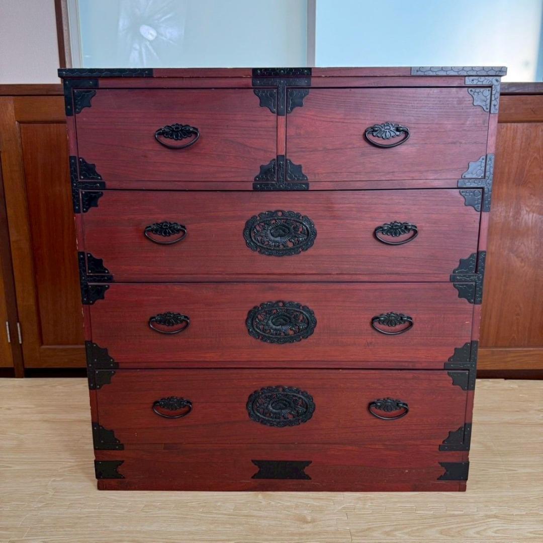 『破格早い者勝ち』民芸家具 欅材 整理箪笥 時代箪笥 3段チェスト 鉄金具 ①