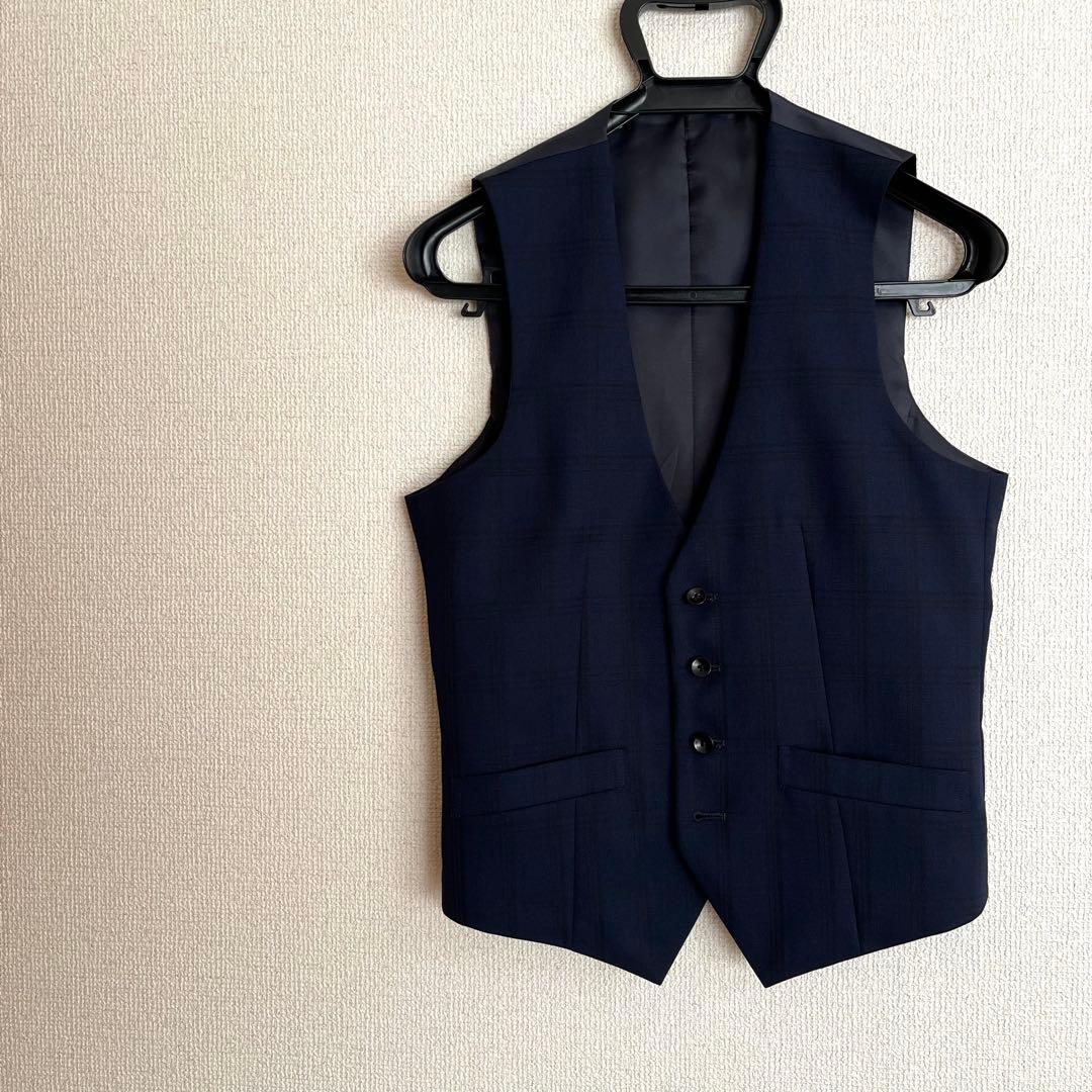 【美品・送料無料】SUIT SELECT スリーピース Y4 ネイビー チェック