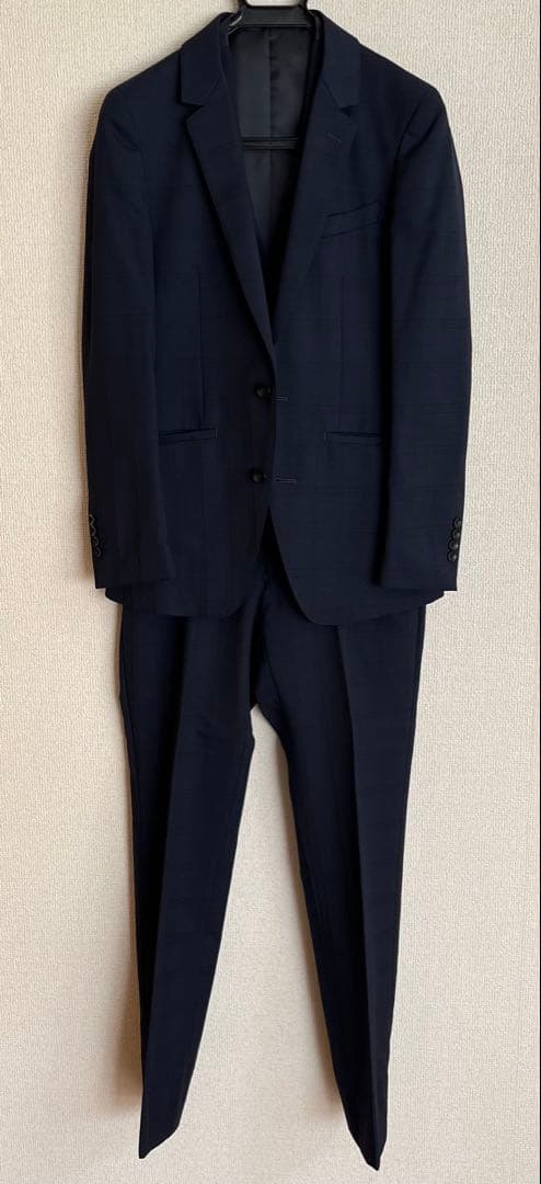 【美品・送料無料】SUIT SELECT スリーピース Y4 ネイビー チェック
