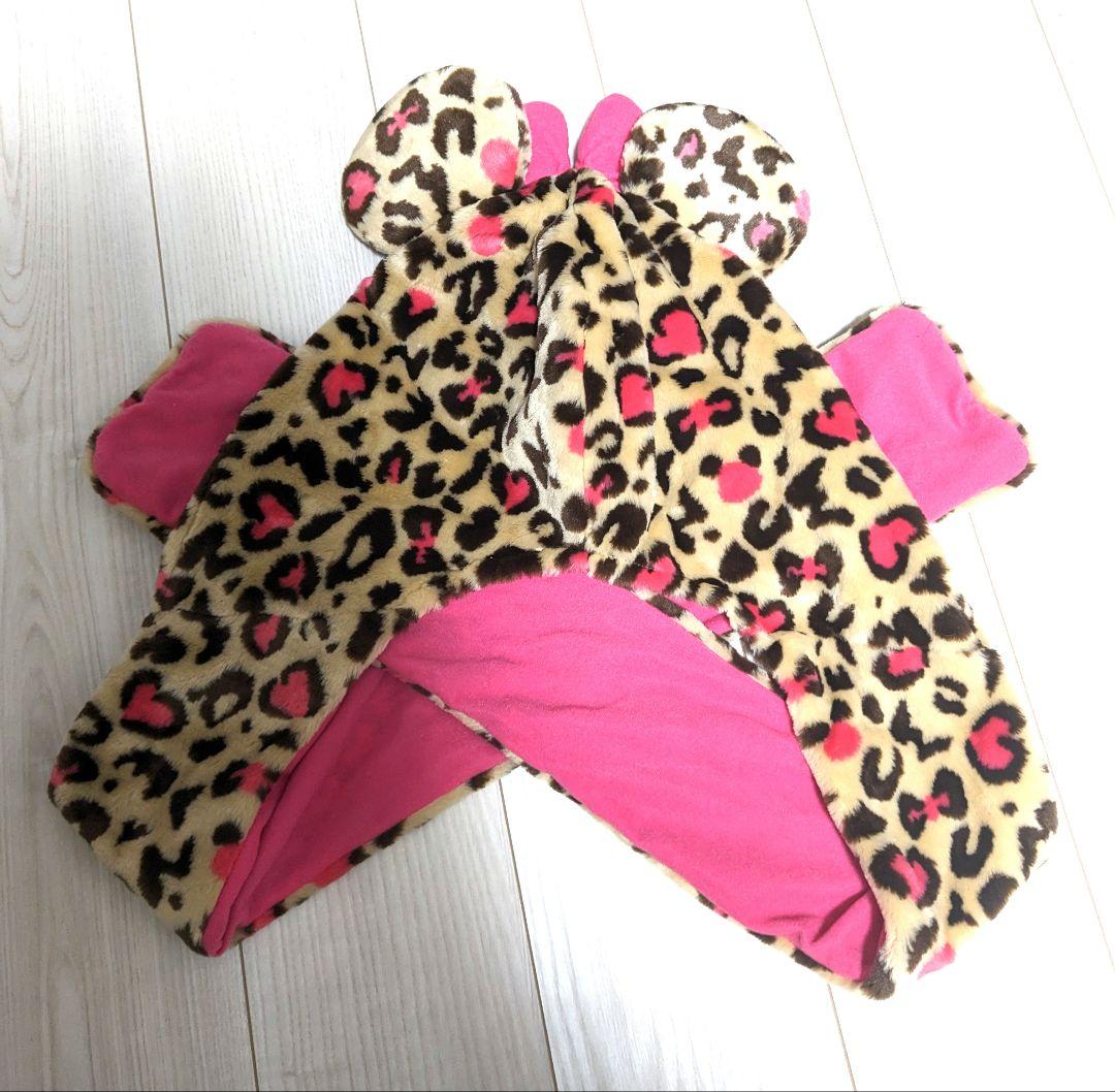 ディズニー　ミニーマウス ヒョウ柄　マフラー　ファンキャップ