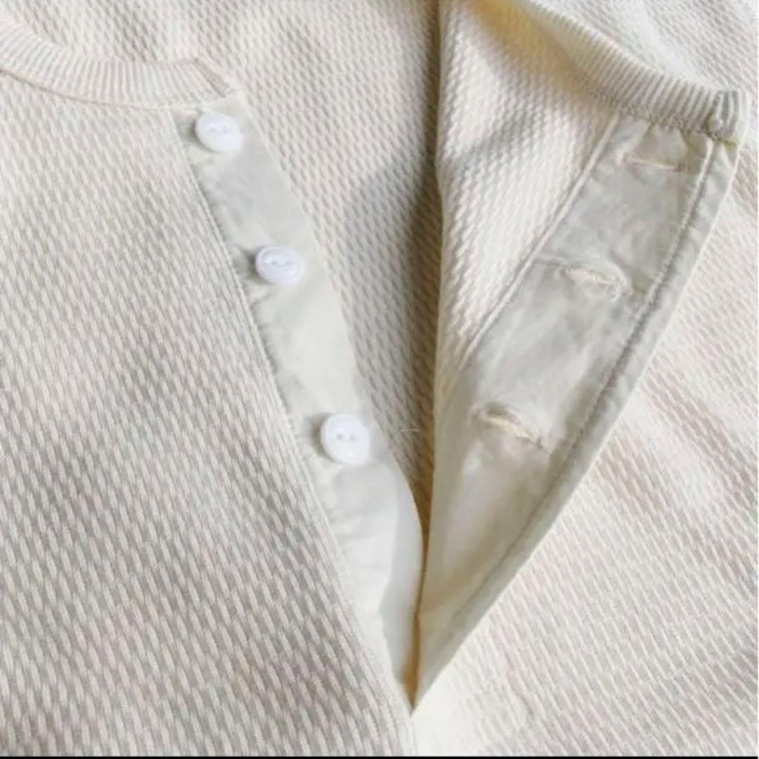 【M】ヘルスニット ハニカム サーマル ヘンリーネック Tシャツ 52034 ③