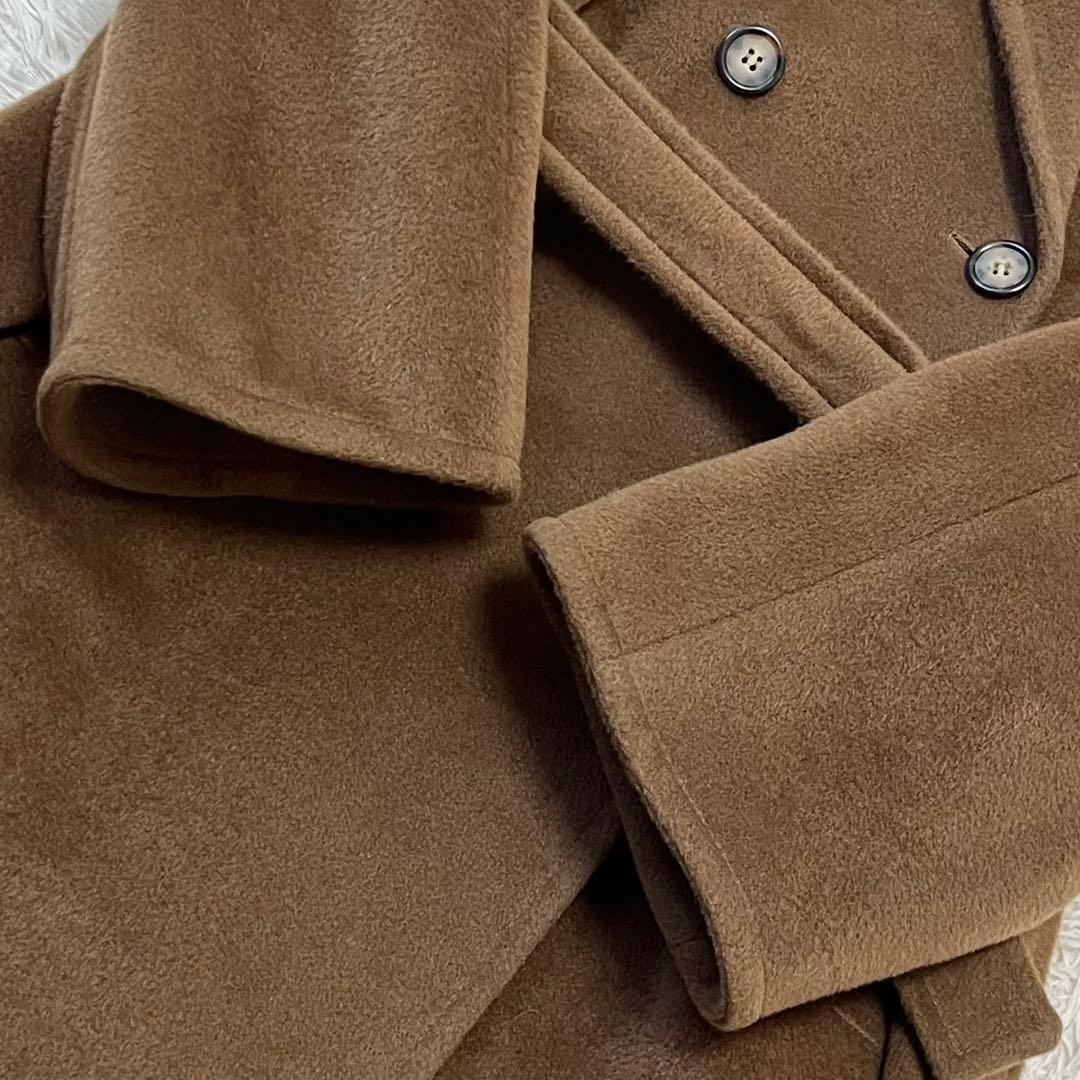 【最高級】マックスマーラ ベルテッドコート ベルト 女優襟 銀タグ キャメル42