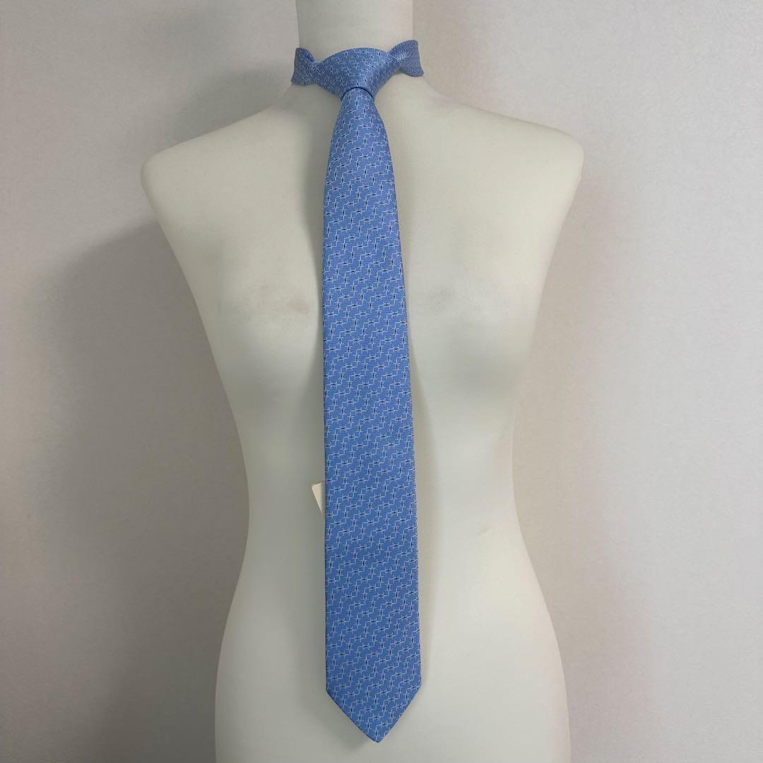 HERMES エルメス　ネクタイ　ブルー
