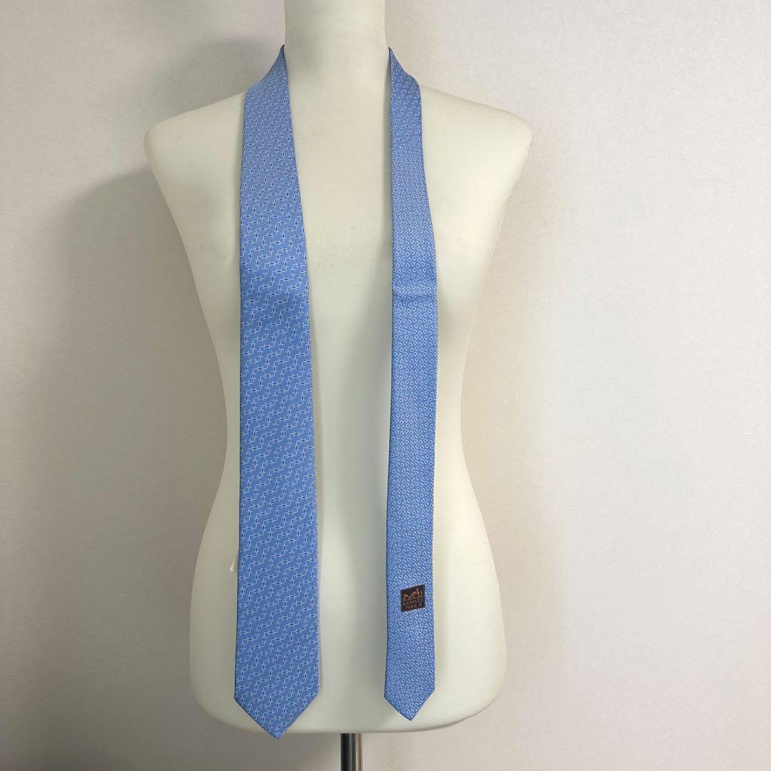 HERMES エルメス　ネクタイ　ブルー