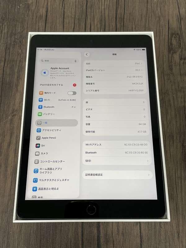 ⑩【美品】iPad Apple 第9世代　Wi-Fiモデル　64GB