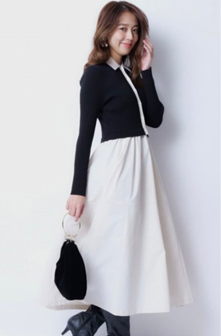 ジャスグリッティー　衿ニットドッキングワンピース　JUSGLITTY 2