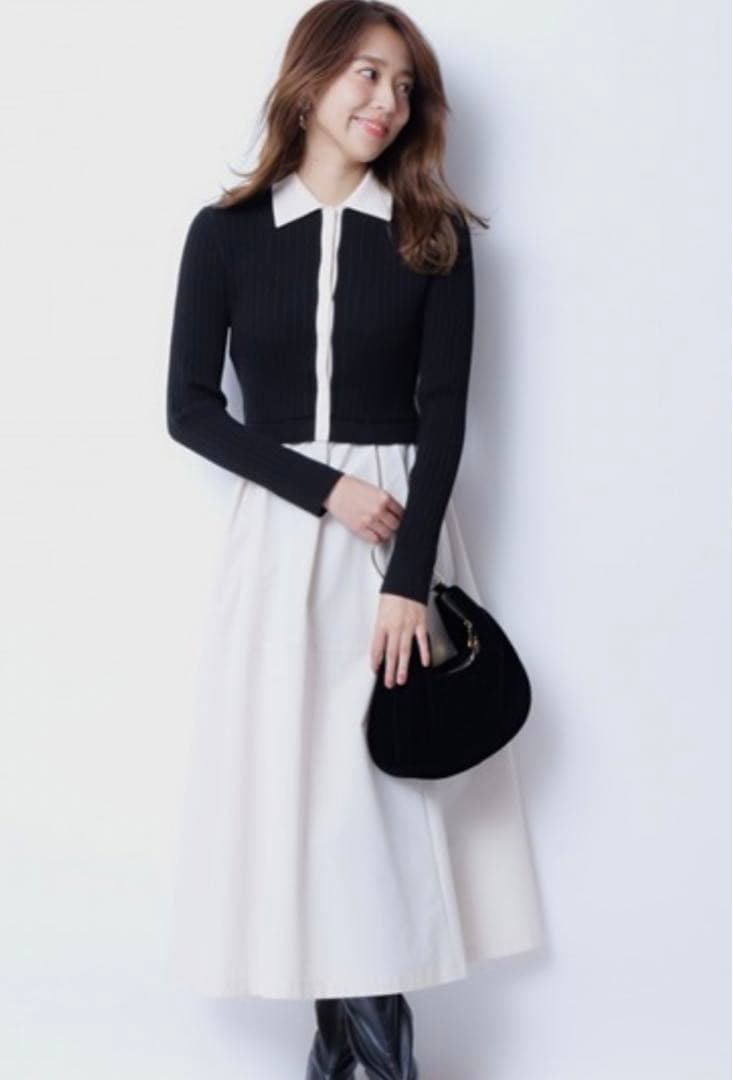 ジャスグリッティー　衿ニットドッキングワンピース　JUSGLITTY 2