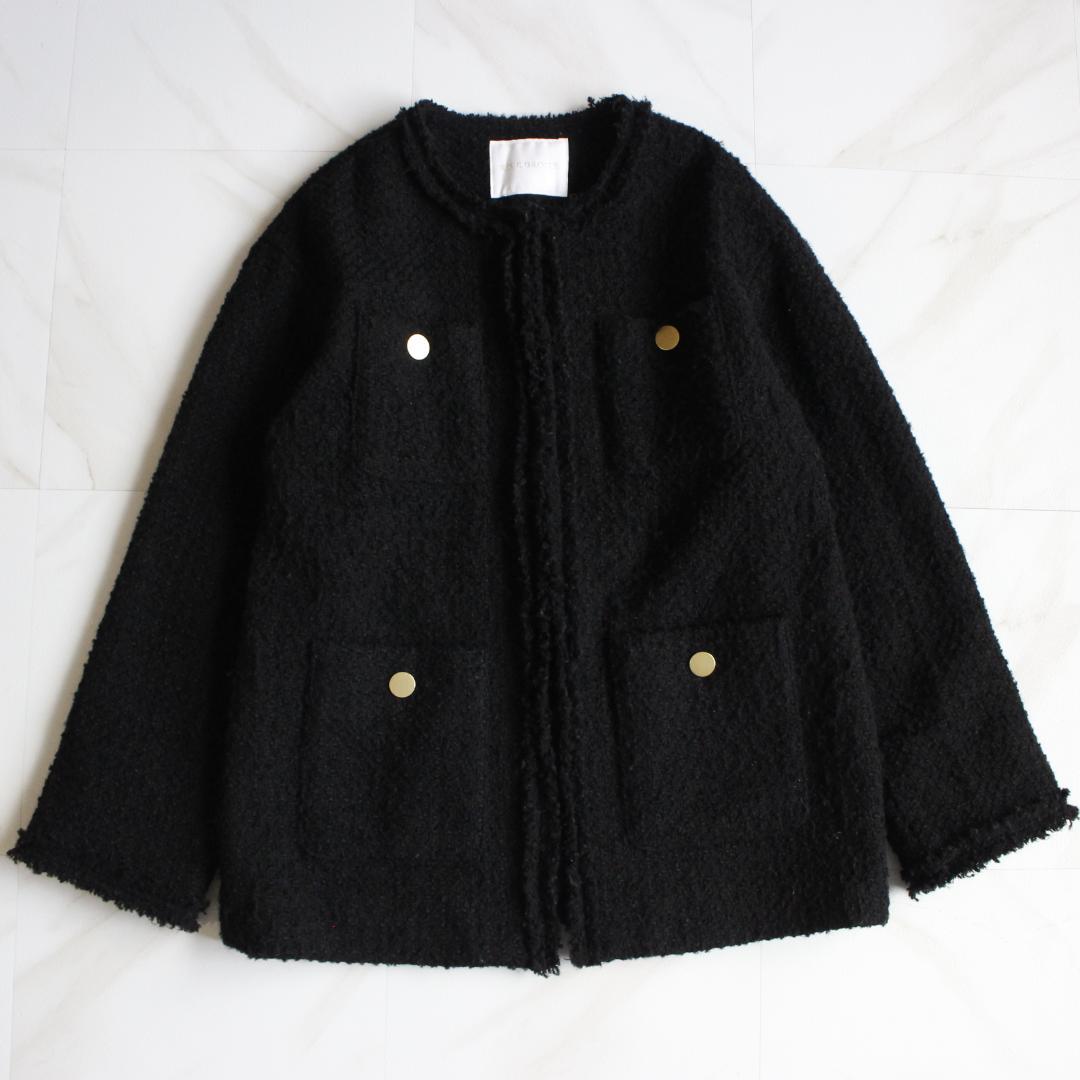 専用RIVE DROITE ツイードフリンジジャケット Fサイズ 金ボタン