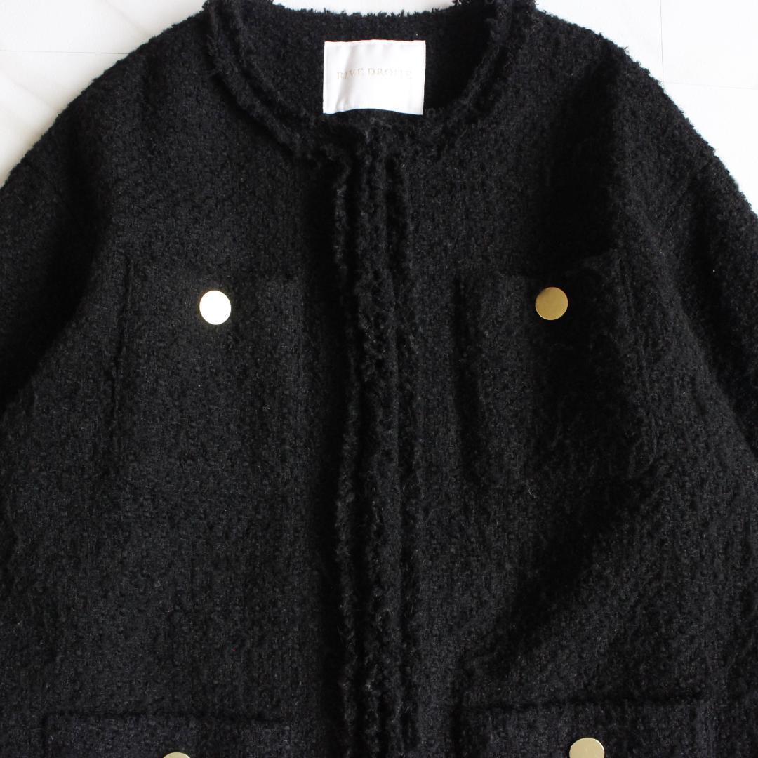 専用RIVE DROITE ツイードフリンジジャケット Fサイズ 金ボタン