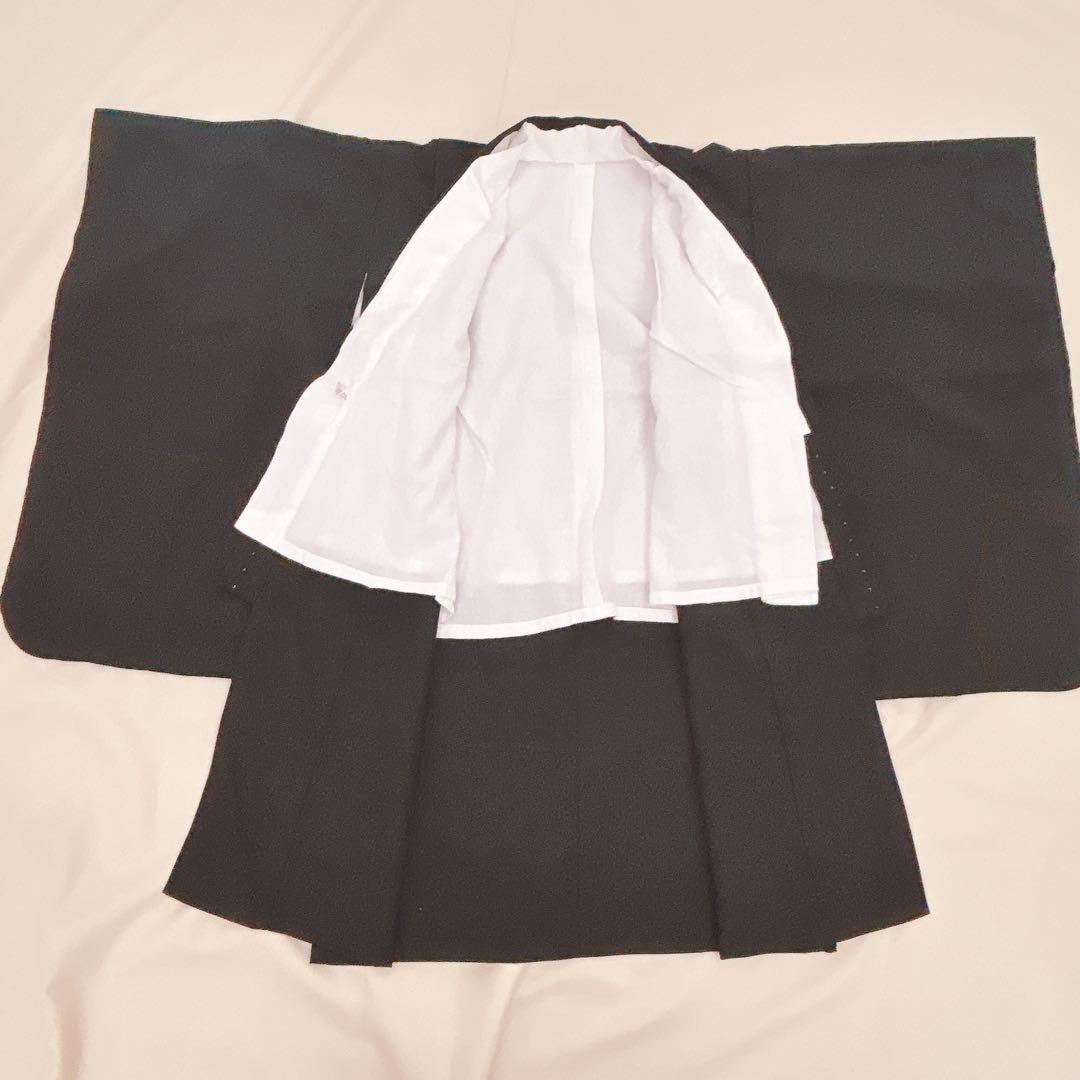 七五三5歳男の子　羽織袴セット　グレー黒　騎馬柄