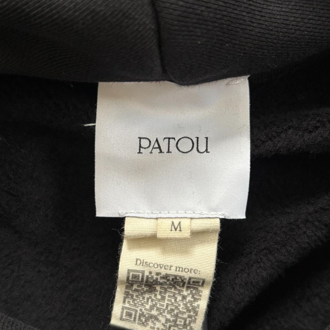 【超人気】PATOUパトゥ/パーカー/刺繍ロゴ/ロングドローストリング/黒/M