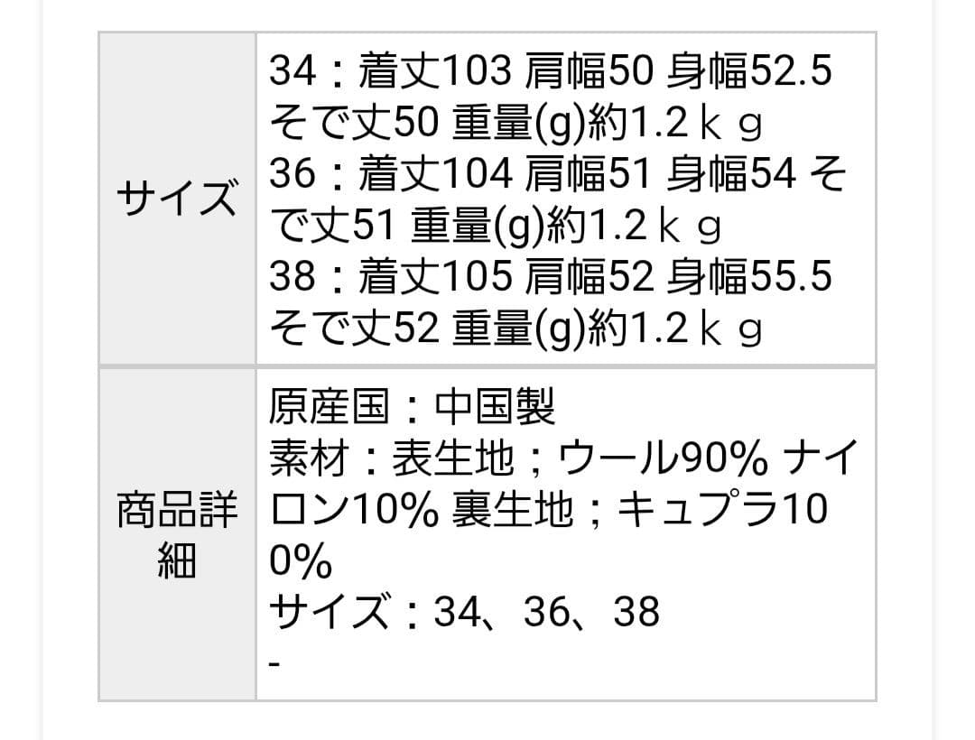 ユナイテッドアローズ　ビッグテーラードコート　36
