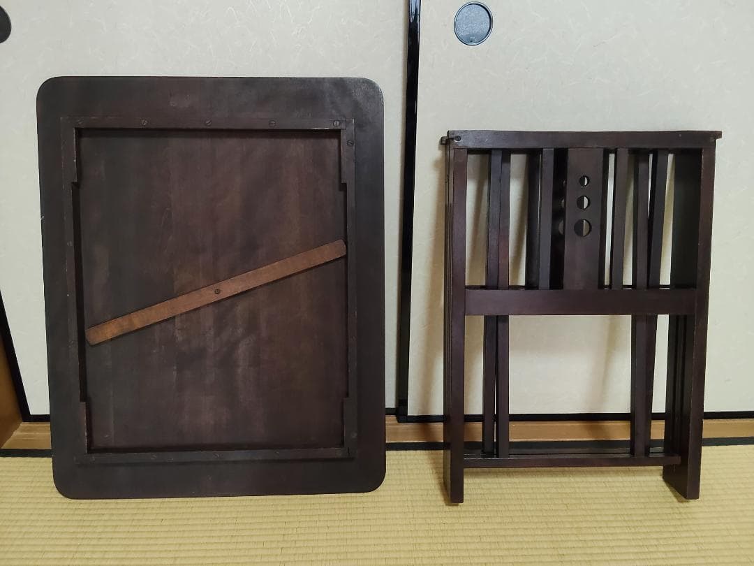 旧日本楽器（ヤマハ）製　昭和初期アンティーク　折り畳み机、椅子セット