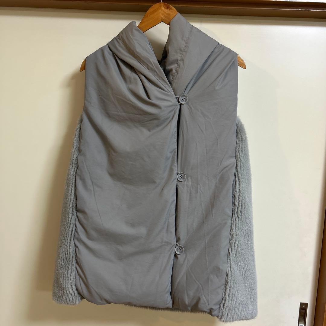 【CYAN TOKYOシアントーキョー】ストールライクファーコンビダウンベスト