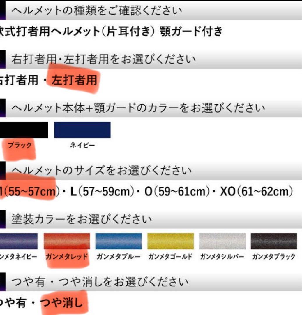 ゼット 軟式ヘルメット 左打者 ガンメタレッド