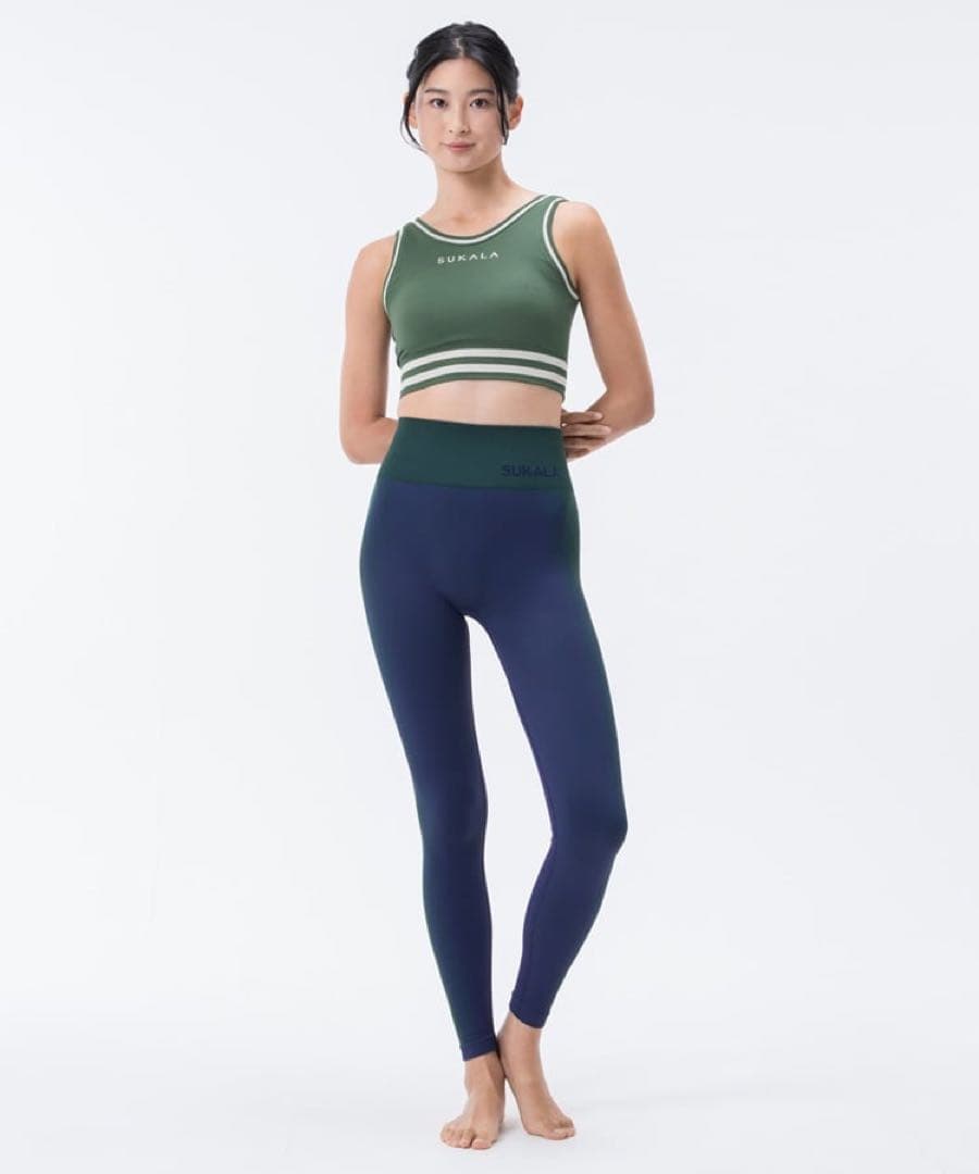 LAVA【SUKALA】シャドーストライプメランジレギンス ネイビー　M、L