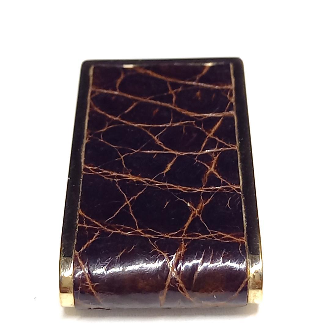 グッチ マネークリップ クロコ ブラウン×ゴールド 札はさみ ロゴ ヴィンテージ