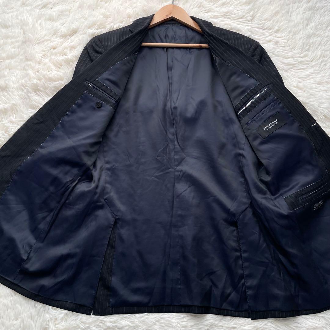 希少XL✨バーバリーブラックレーベル　スーツ　3ピース　super100's　黒