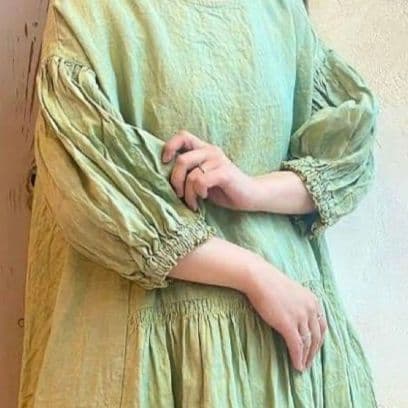 ネストローブ先染めヘンプ 2wayワンピース グリーン きれい色 差し色 春