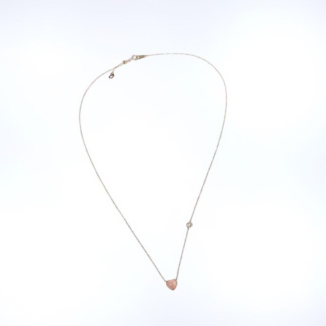 ましろ様:::K18 ネックレス ローズクォーツ ハート ダイヤモンド　バレンタ